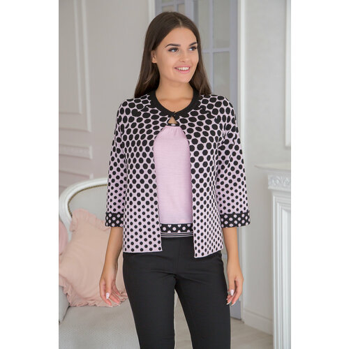 Кардиган Ольга Крылова, размер 44, розовый, черный