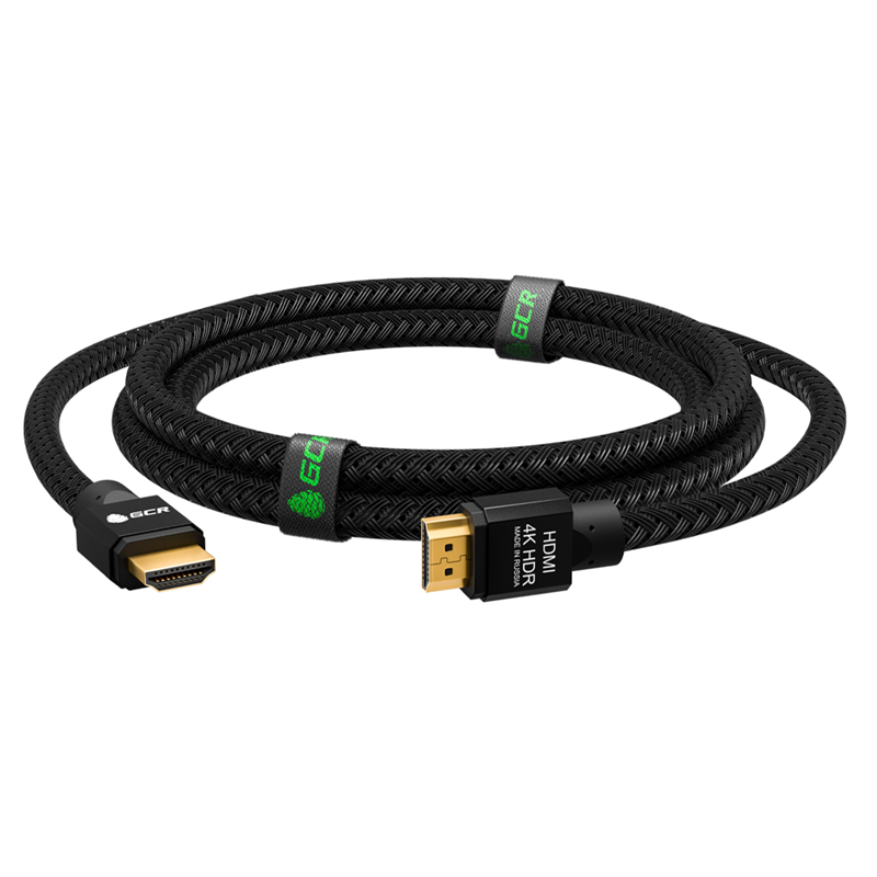 GCR Кабель 7.5m HDMI версия 2.0, HDR 4:2:2, Ultra HD, 4K 60 fps 60Hz/5K*30Hz, 3D, AUDIO, 18.0 Гбит/с, 28/28 AWG, OD7.8mm, тройной экран, черный нейлон, AL корпус черный, фер.кольца, GCR-52193 Greencon Greenconnect - фото №2