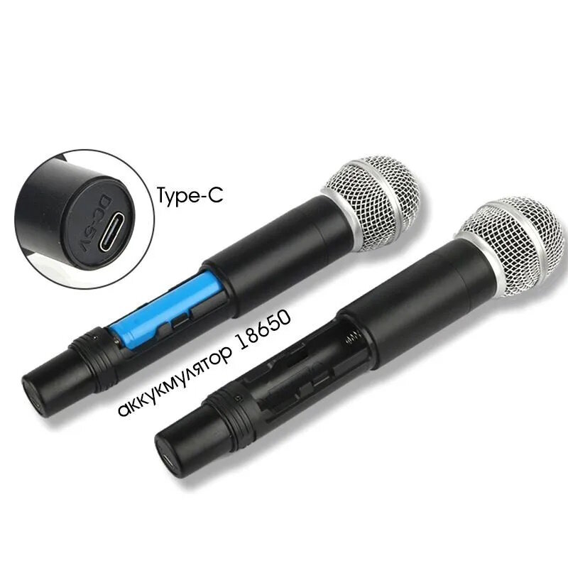 Микрофон караоке беспроводной NOIR-audio ART 2R с двумя перезаряжаемыми радиомикрофонами и компактным приёмником на аккумуляторе