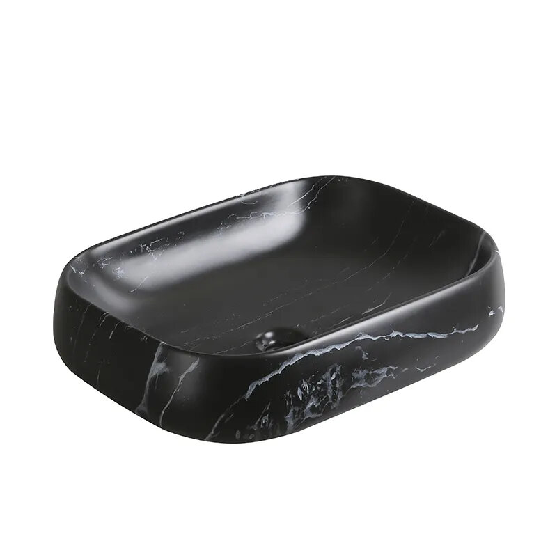 Раковина Cerutti SPA MMB2 накладная, мрамор матовый черный, прямоугольная 565х400х145 - фотография № 3