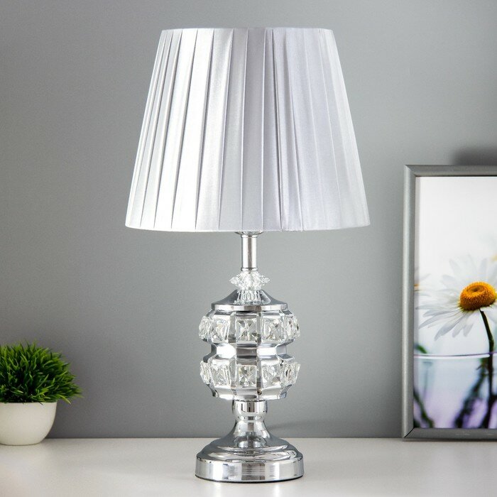 фото Лампа настольная "Сандра" 1x60Вт E27 хром сереневый 26х26х47 см 9577636