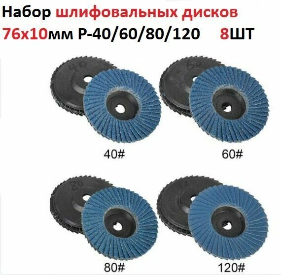 Диски шлифовальные P-40/60/80/120 для УШМ 76мм круг для мини болгарки для шлифовки зачистки зашкуривания расходные материалы