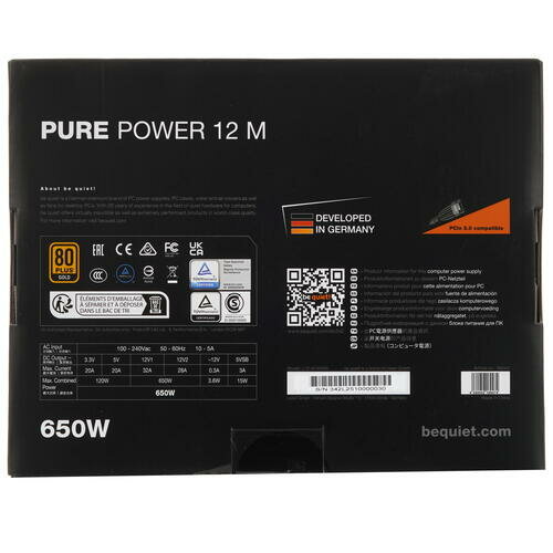 Блок питания be quiet! Pure Power 12 M 650W Gold ATX 3.0 BN342 - фото №10