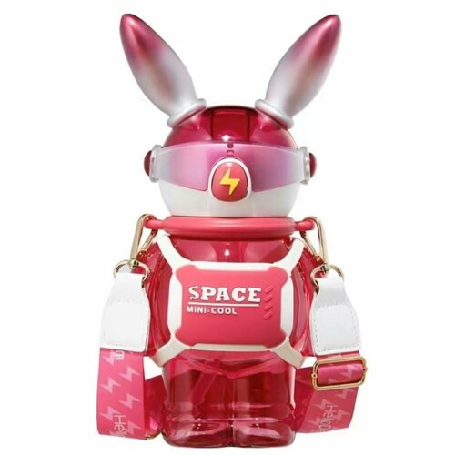 фото Бутылка для воды, космический кролик розовый hellodream