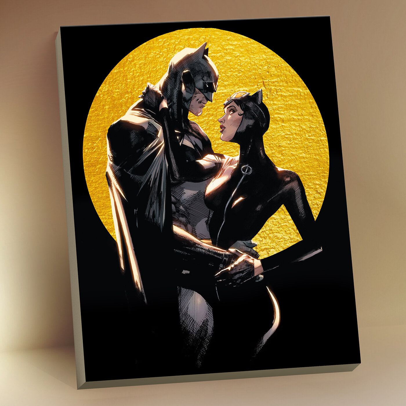 Картина по номерам с поталью (40х50) Бэтмен и женщина кошка (13 цветов) HR0462