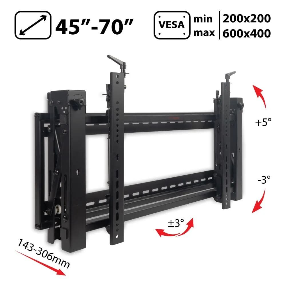 Кронштейн для телевизора на стену профессиональный для видеостен ABC Mount WallPro-90 / до 70 дюймов / vesa 600x400