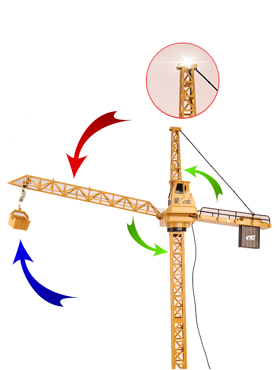 Подъемный башенный кран на дистанционном управлении размером 128 см