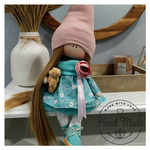 Кукла интерьерная ручной работы, сидящая, 47 см