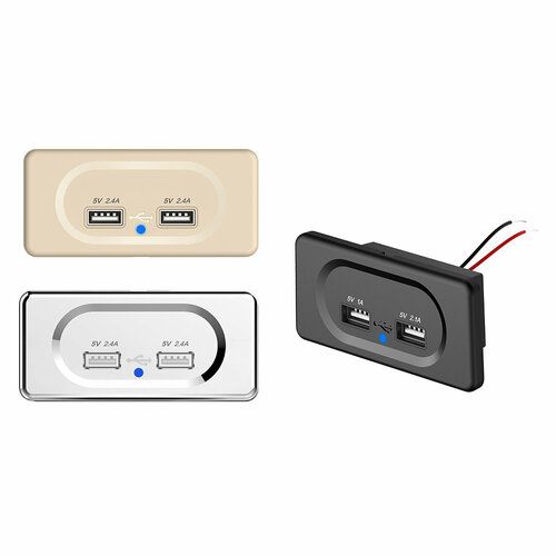 Розетка usb встраиваемая мощность 24w 2-usb