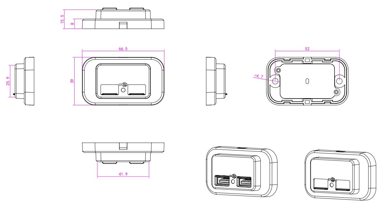 Розетка usb встраиваемая мощность 36w 1-usb 1-Type C — фото 6