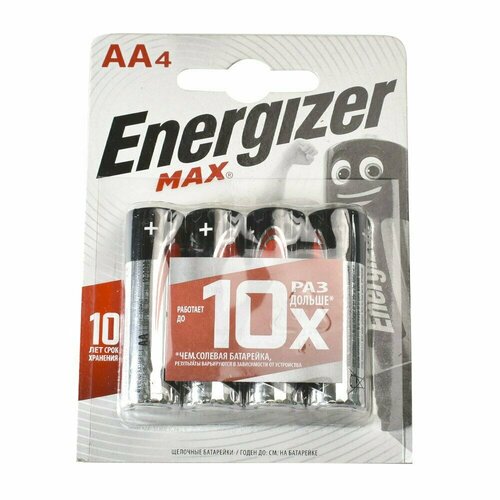 Energizer Батарейка ENERGIZER MAX LR6/E91/AA BL4 - (блистер 4шт) energizer батарейка energizer max power seal lr03 bl4 4шт