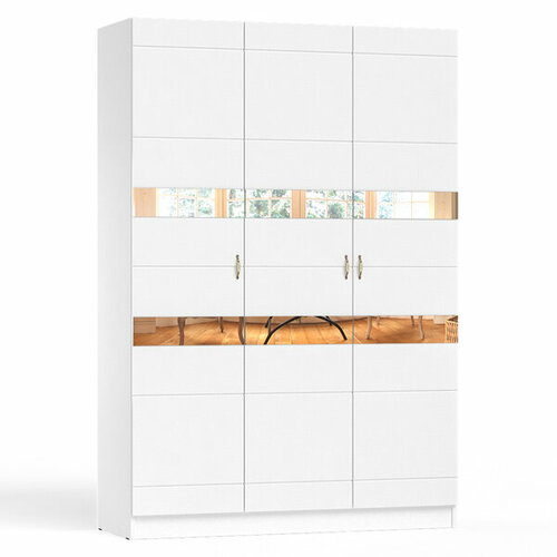 Шкаф 3-х дверный Елена 1500 цвет корпус белый/фасад мдф белый глянец