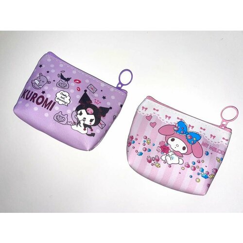 Кошелек , фактура перфорированная, фиолетовый, розовый kawaii sanrio coin purse cute hello kitty my melody kuromi cinnamoroll cartoon folding zipper wallet woman wallet birthday gift