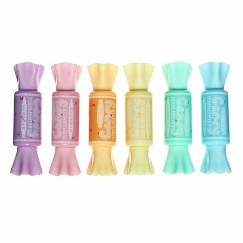 Набор маркеров-текстовыделителей 6 штук 6 цветов скошенные Конфетка 780₽