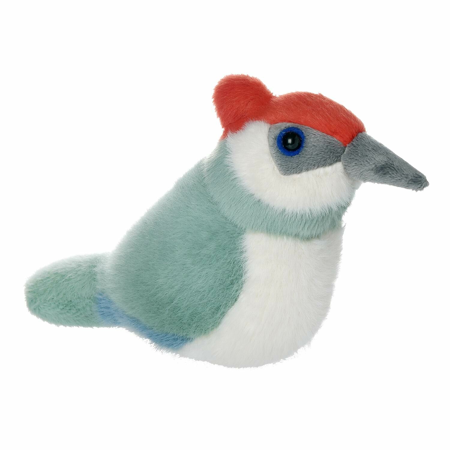 Мягкая игрушка Abtoys Птичка Дятел мятный с красной шапочкой 26см M4877