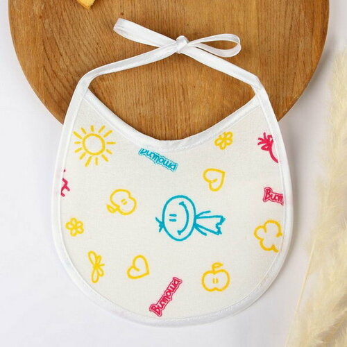 Нагрудник детский 18х18 см, микрофибра с ПВХ покрытием белый, 2 шт.