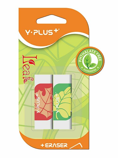 Ластик для карандаша ассорти Y-PLUS Leaf I стерка для школы, 2шт