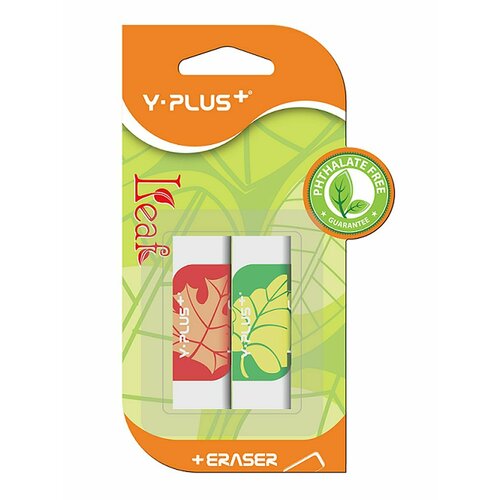Ластик для карандаша ассорти Y-PLUS Leaf I стерка для школы, 2шт