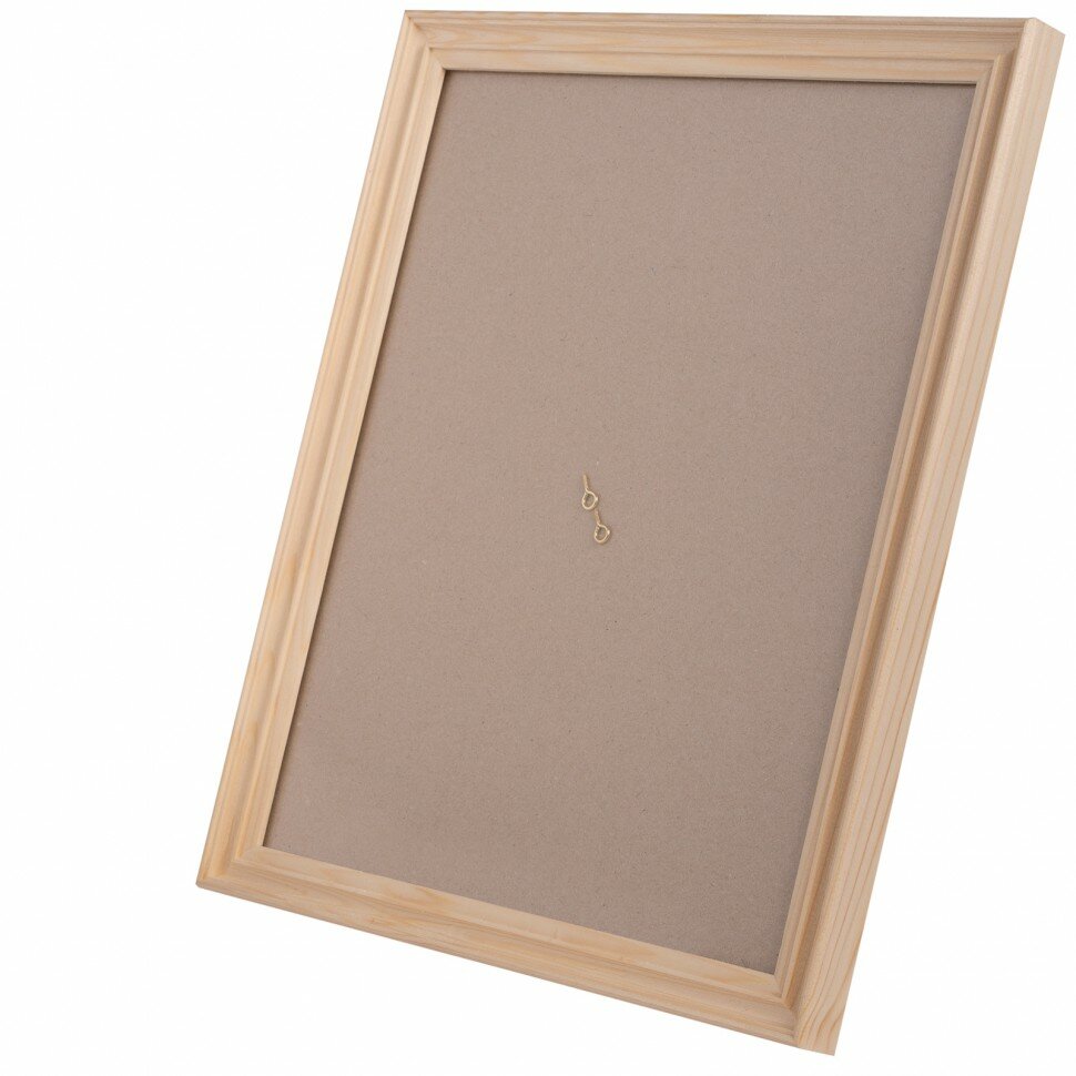 фото Рамка со стеклом 25х35 см, шир. 21 мм, из сосны, натуральное дерево, С 2С + комплект крепежа