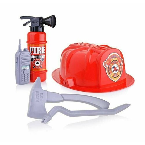 аксессуары для пожарного детский косплей набор игрушек для пожарного костюм пожарного шлем декоративный топор внутренняя связь мини о Набор пожарного (5 предметов) пластик