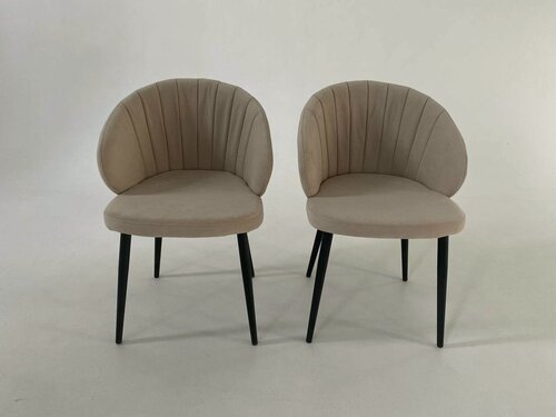 Изображение товара Комплект стульев для кухни, стул обеденный мягкий, бежевый 2 шт.