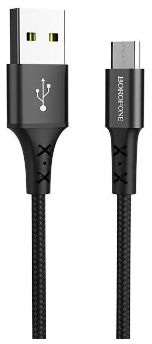 Дата-кабель USB 2.0A для micro USB Borofone BX20 нейлон 1м Black