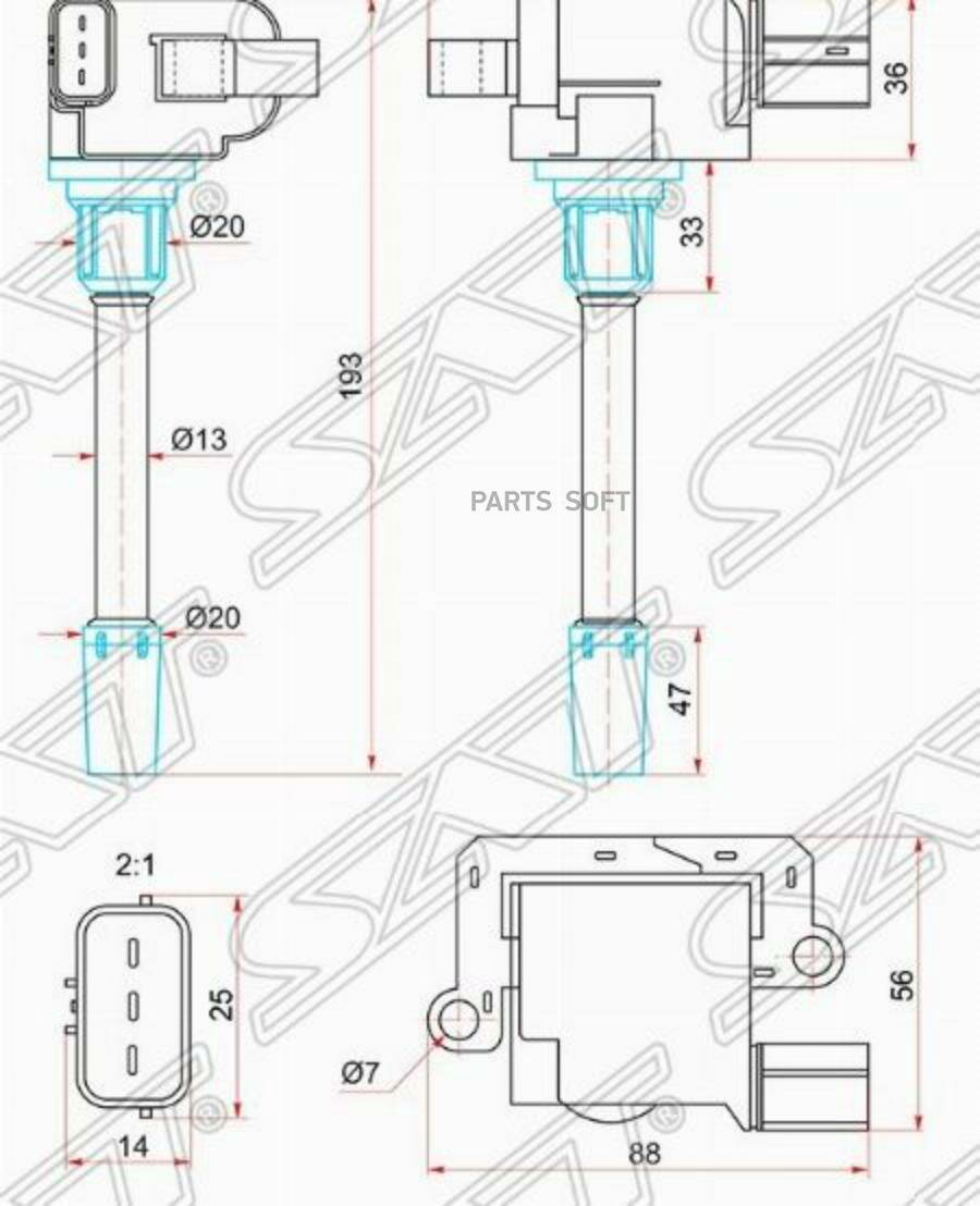 STMD362913 SAT Катушка зажигания MITSUBISHI GALANT EA7A 96-03/LANCER 00- CS5A