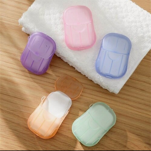 Изображение товара Листовое мыло для путешествий в футляре 1 бокс, нейтральный аромат для всех типов кожи, случайный цвет