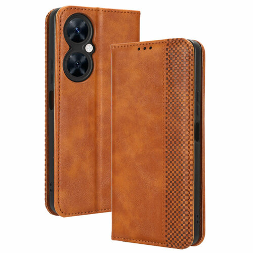 фото Чехол книжка для huawei nova 11i, с магнитом и отделением под карты / хуавей нова 11ай (коричневая) cover-up