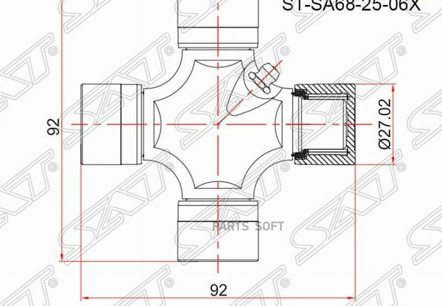 STSA682506X SAT Крестовина карданного вала MAZDA BT50 06-/FORD RANGER II 06-11/NISSAN PATHFINDER R51 04-12