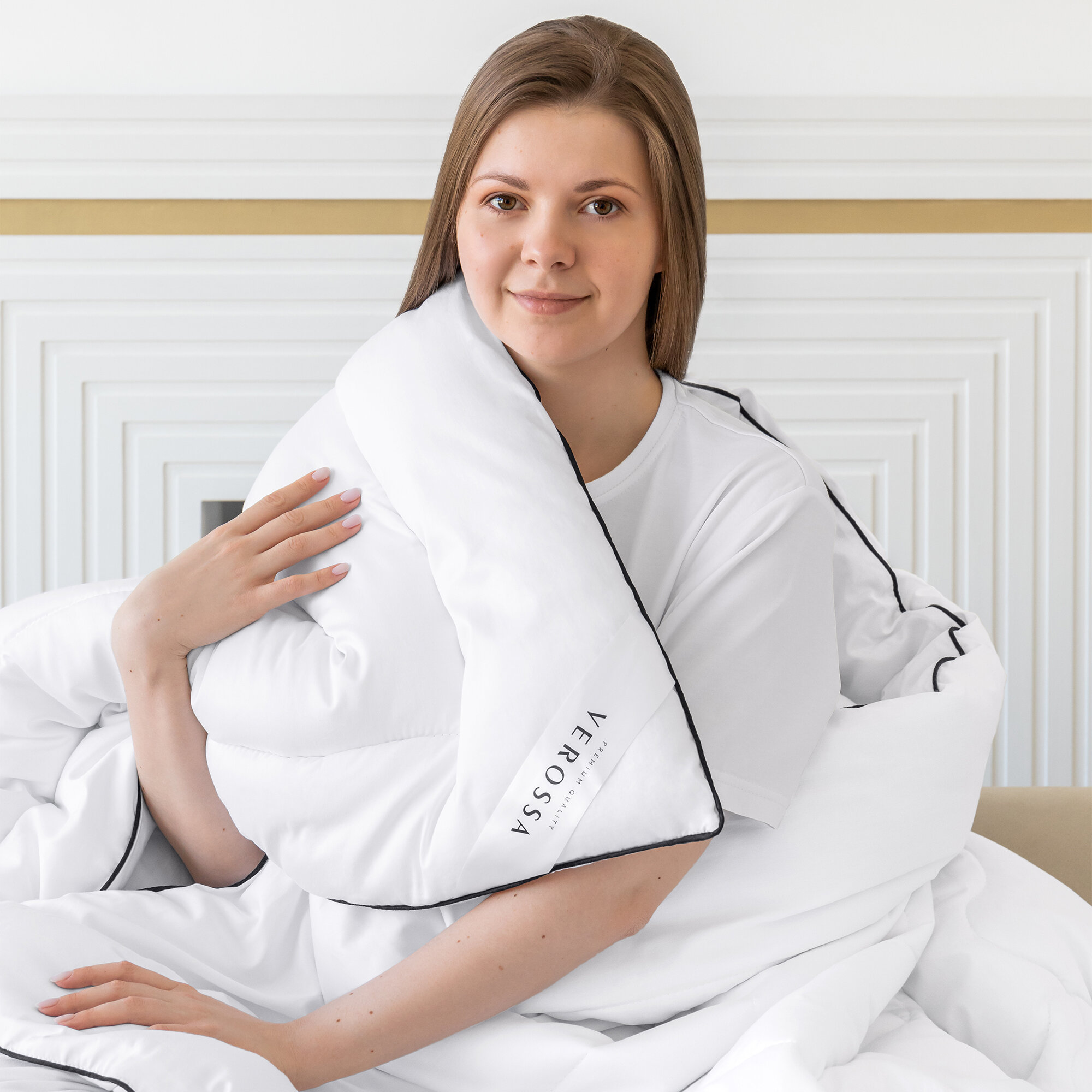 Одеяло для сна всесезонное Verossa Шёлк евро 200х220, белое, ткань хлопок 100% - фотография № 12