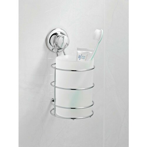 Стакан для ванной комнаты для зубных щеток настенный на вакуумой присоске