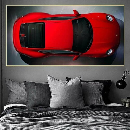Картина интерьерная 3D машина Porsche 14 красная 55х110 см. арт Porshe_14-50х80
