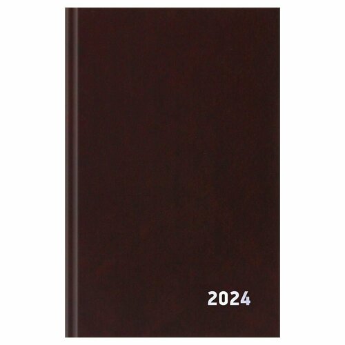 Ежедневник датированный 2024г, А5, 168л, бумвинил, OfficeSpace, коричневый