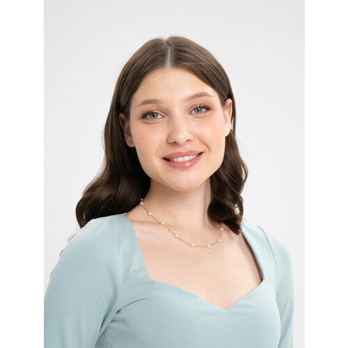 Колье, жемчуг имитация, длина 40 см, золотой