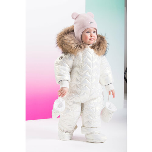 фото Комбинезон-трансформер orso bianco, зимний, ветрозащитный, утепленный, подкладка, варежки в комплекте, пинетки в комплекте, для девочек, размер 68, белый