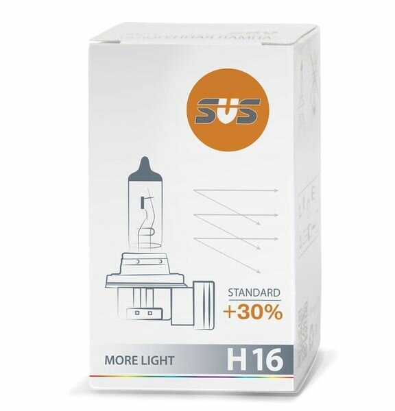 Лампа автомобильная галогенная SVS Standard+30% 12V H16 19W PGJ19-3 1 шт.