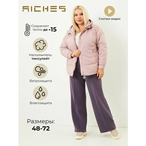 фото Пуховик riches, размер 52, розовый