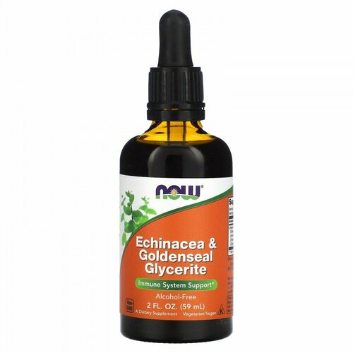 NOW Foods, Echinacea & Goldenseal Glycerite, Alcohol-Free, 2 fl oz (59 ml)