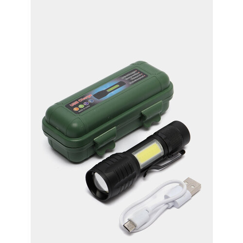 фото Ручной карманный фонарик с кейсом, светодиодный с зарядкой usb без бренда