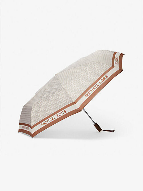 Мини-зонт MICHAEL KORS, полуавтомат, 2 сложения, чехол в комплекте, для женщин, бежевый, коричневый