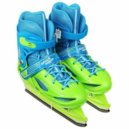 Коньки BlackAqua АS-405 зеленый-синий раздвижные размер 30-33 2590₽