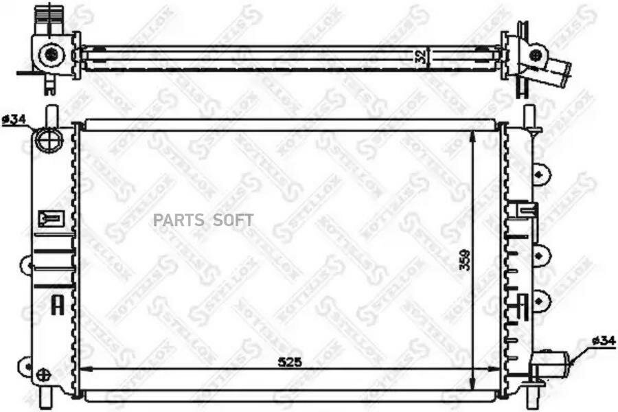 STELLOX 1025214SX 10-25214-SX_радиатор системы охлаждения!\ Ford Escort/Orion 1.8D/TD 90>