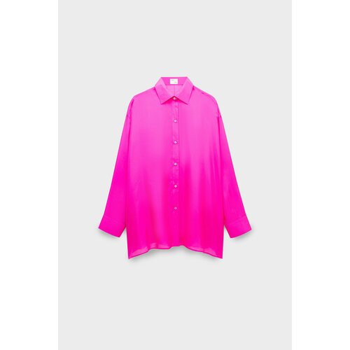 Рубашка  Alpe Cashmere, свободный силуэт, длинный рукав, размер 40, розовый