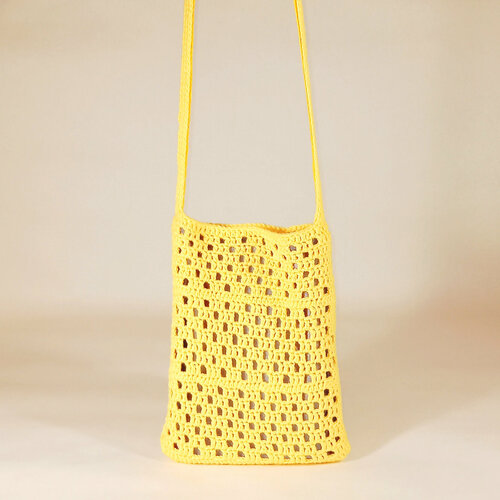 фото Сумка кросс-боди , фактура вязаная, желтый, серый speranskaya
