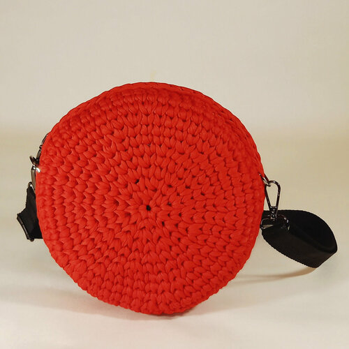 фото Сумка кросс-боди , фактура вязаная, черный, красный нет бренда