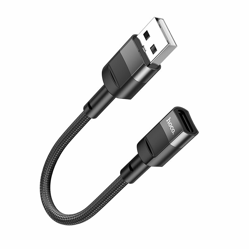 USB удлинитель с USB-A (папа) на Type-C (мама), 0.1 m, HOCO, U107, черный