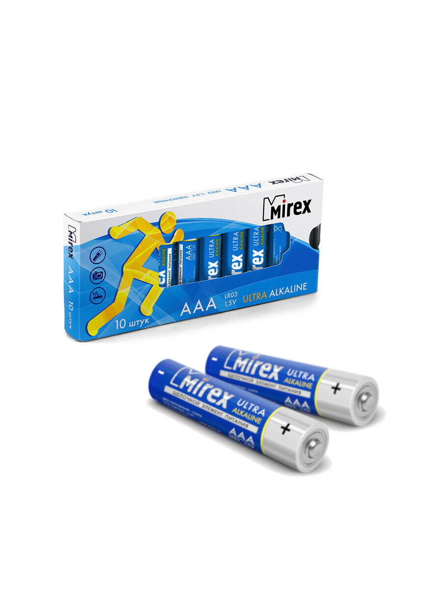 Батарейки щелочные Mirex LR03 / AAA (мизинчиковые) 1,5V 10 штук в упаковке