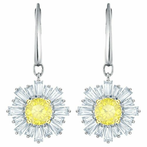 Серьги с подвесками SWAROVSKI кристаллы Swarovski размер 30 мм желтый серебряный 5249₽