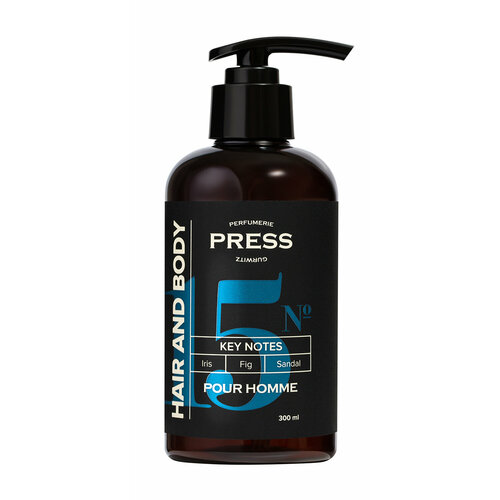 PRESS GURWITZ PERFUMERIE Шампунь-гель 2 в 1 для волос и тела №15 For Men Head & Body, Iris, Fig, Sandal муж, 300 мл